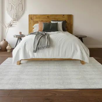 9' X 12' Pewter And Ivory Diamond Washable Area Rug With UV Protection