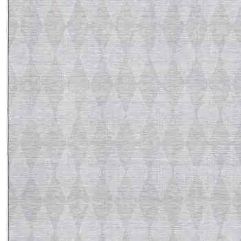 9' X 12' Pewter And Ivory Diamond Washable Area Rug With UV Protection