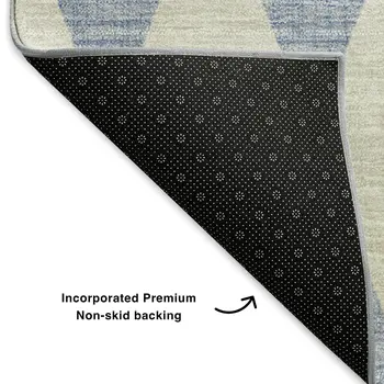 5' X 8' Sky Blue And Ivory Diamond Washable Area Rug With UV Protection