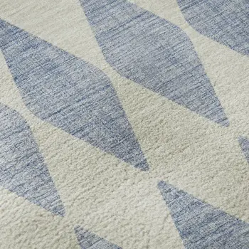 5' X 8' Sky Blue And Ivory Diamond Washable Area Rug With UV Protection
