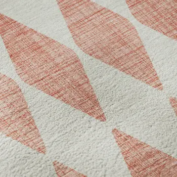8' X 10' Salmon And Ivory Diamond Washable Area Rug With UV Protection