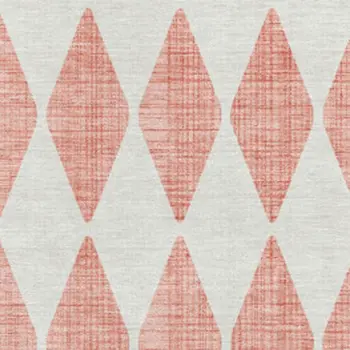 8' X 10' Salmon And Ivory Diamond Washable Area Rug With UV Protection