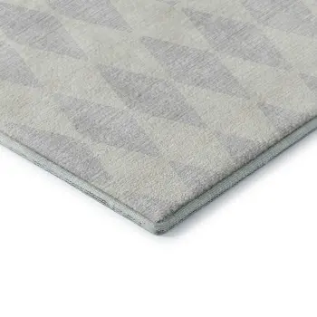 3' X 5' Silver And Ivory Diamond Washable Area Rug With UV Protection