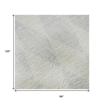 8' X 10' Silver And Ivory Diamond Washable Area Rug With UV Protection