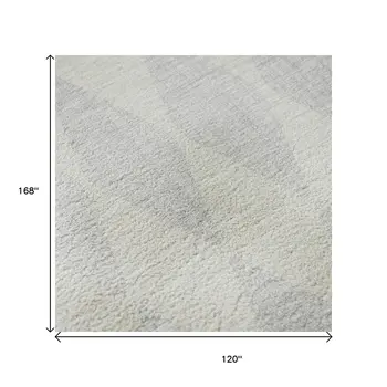 10' X 14' Silver And Ivory Diamond Washable Area Rug With UV Protection