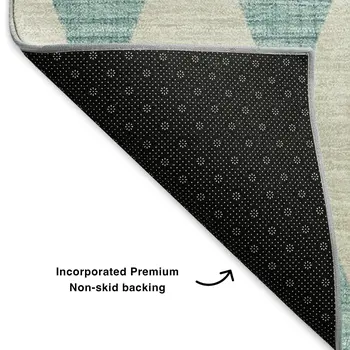 5' X 8' Teal And Ivory Diamond Washable Area Rug With UV Protection