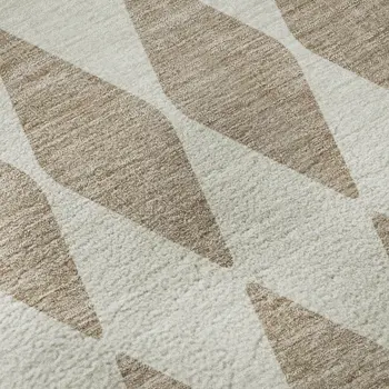 5' X 8' Taupe And Ivory Diamond Washable Area Rug With UV Protection