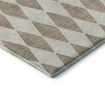 8' X 10' Taupe And Ivory Diamond Washable Area Rug With UV Protection