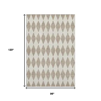 8' X 10' Taupe And Ivory Diamond Washable Area Rug With UV Protection
