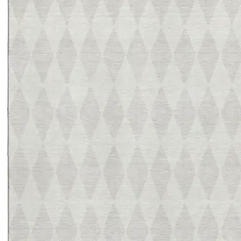 3' X 5' Ivory And Beige Diamond Washable Area Rug With UV Protection