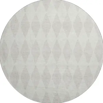 8' Ivory And Beige Diamond Washable Round Rug With UV Protection