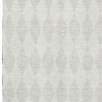 8' X 10' Ivory And Beige Diamond Washable Area Rug With UV Protection