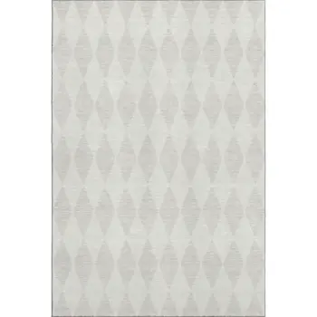 10' X 14' Ivory And Beige Diamond Washable Area Rug With UV Protection
