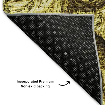 3' X 5' Gold And Chocolate Abstract Washable Area Rug With UV Protection