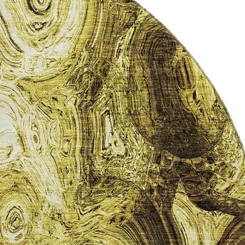 8' Gold And Chocolate Abstract Washable Round Rug With UV Protection