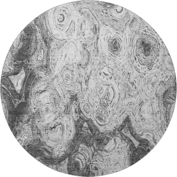 8' Gray And Silver Abstract Washable Round Rug With UV Protection