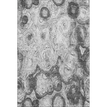 8' X 10' Gray And Silver Abstract Washable Area Rug With UV Protection