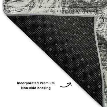8' X 10' Gray And Silver Abstract Washable Area Rug With UV Protection