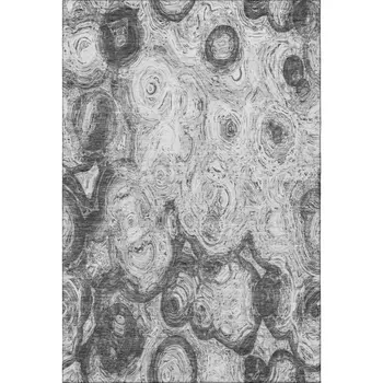 10' X 14' Gray And Silver Abstract Washable Area Rug With UV Protection