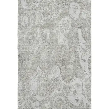 3' X 5' Ivory And Gray Abstract Washable Area Rug With UV Protection