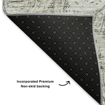 8' X 10' Ivory And Gray Abstract Washable Area Rug With UV Protection