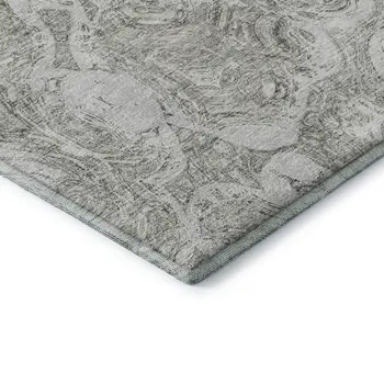 8' X 10' Ivory And Gray Abstract Washable Area Rug With UV Protection