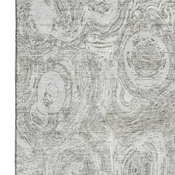 8' X 10' Ivory And Gray Abstract Washable Area Rug With UV Protection