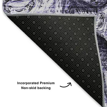 5' X 8' Purple And Ivory Abstract Washable Area Rug With UV Protection