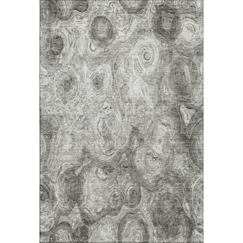 3' X 5' Silver And Gray Abstract Washable Area Rug With UV Protection