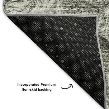 5' X 8' Silver And Gray Abstract Washable Area Rug With UV Protection