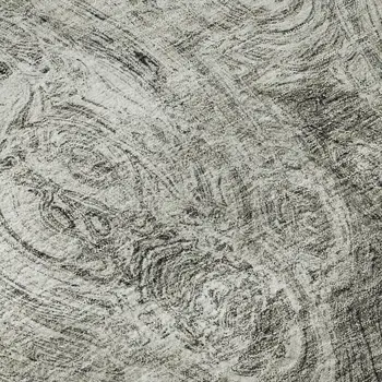 8' Silver And Gray Abstract Washable Round Rug With UV Protection