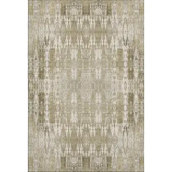 5' X 8' Beige And Tan Moroccan Washable Area Rug With UV Protection
