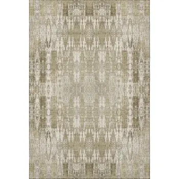 5' X 8' Beige And Tan Moroccan Washable Area Rug With UV Protection