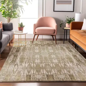 8' X 10' Beige And Tan Moroccan Washable Area Rug With UV Protection