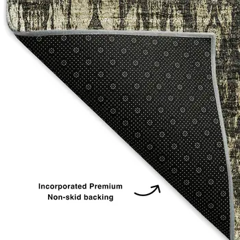 8' X 10' Black And Beige Moroccan Washable Area Rug With UV Protection