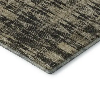 8' X 10' Black And Beige Moroccan Washable Area Rug With UV Protection