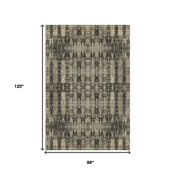 8' X 10' Black And Beige Moroccan Washable Area Rug With UV Protection