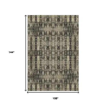 9' X 12' Black And Beige Moroccan Washable Area Rug With UV Protection