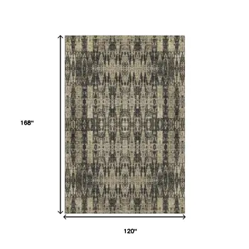 10' X 14' Black And Beige Moroccan Washable Area Rug With UV Protection