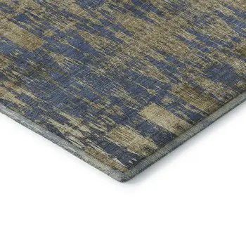 3' X 5' Blue And Chocolate Moroccan Washable Area Rug With UV Protection