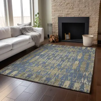 3' X 5' Blue And Chocolate Moroccan Washable Area Rug With UV Protection