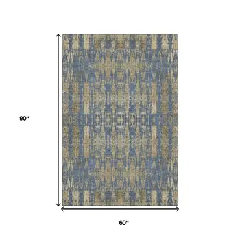 5' X 8' Blue And Chocolate Moroccan Washable Area Rug With UV Protection