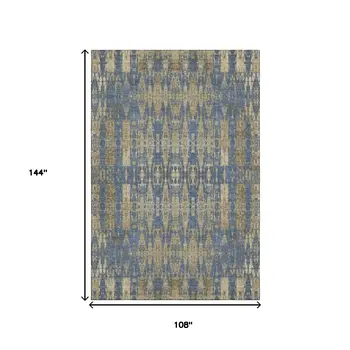 9' X 12' Blue And Chocolate Moroccan Washable Area Rug With UV Protection