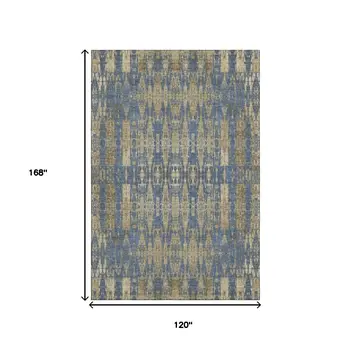 10' X 14' Blue And Chocolate Moroccan Washable Area Rug With UV Protection