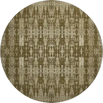 8' Chocolate And Beige Moroccan Washable Round Rug With UV Protection