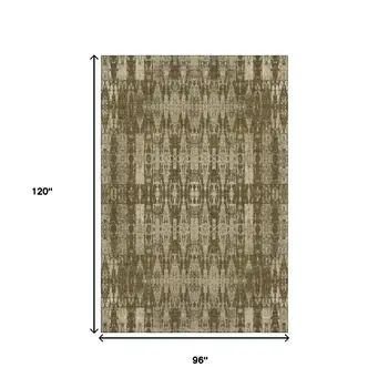 8' X 10' Chocolate And Beige Moroccan Washable Area Rug With UV Protection