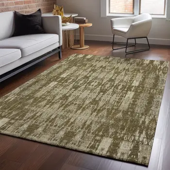 9' X 12' Chocolate And Beige Moroccan Washable Area Rug With UV Protection