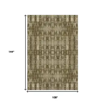 9' X 12' Chocolate And Beige Moroccan Washable Area Rug With UV Protection