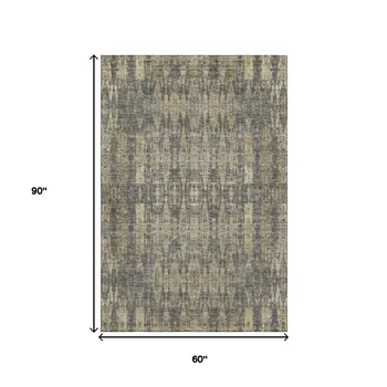 5' X 8' Gray And Tan Moroccan Washable Area Rug With UV Protection