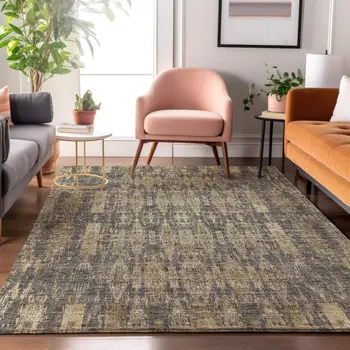 9' X 12' Gray And Tan Moroccan Washable Area Rug With UV Protection